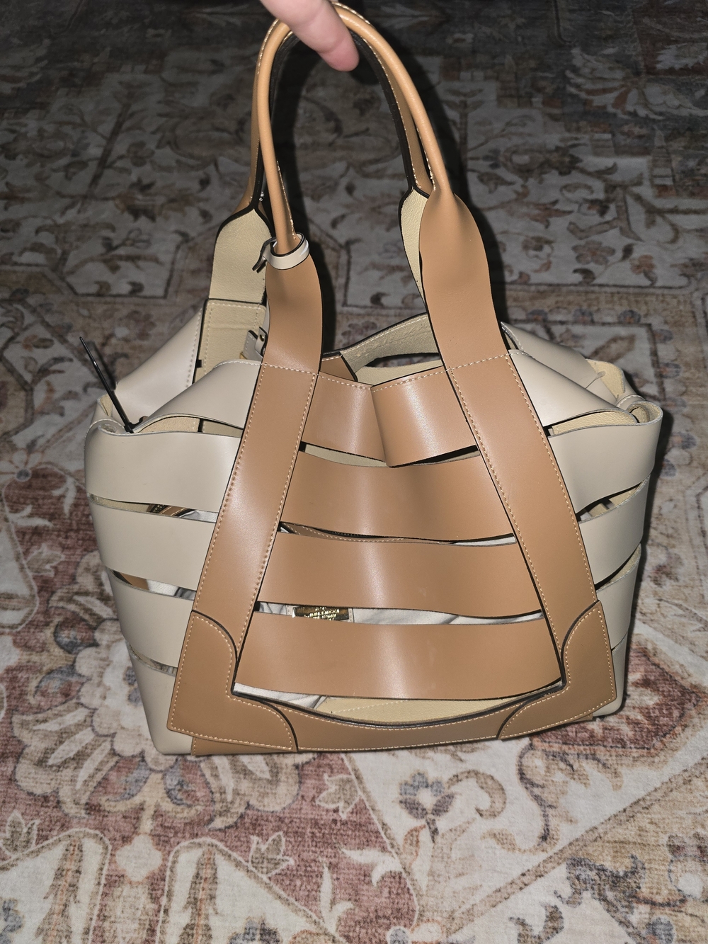 Two-Tone Italian Leather Women's Tote